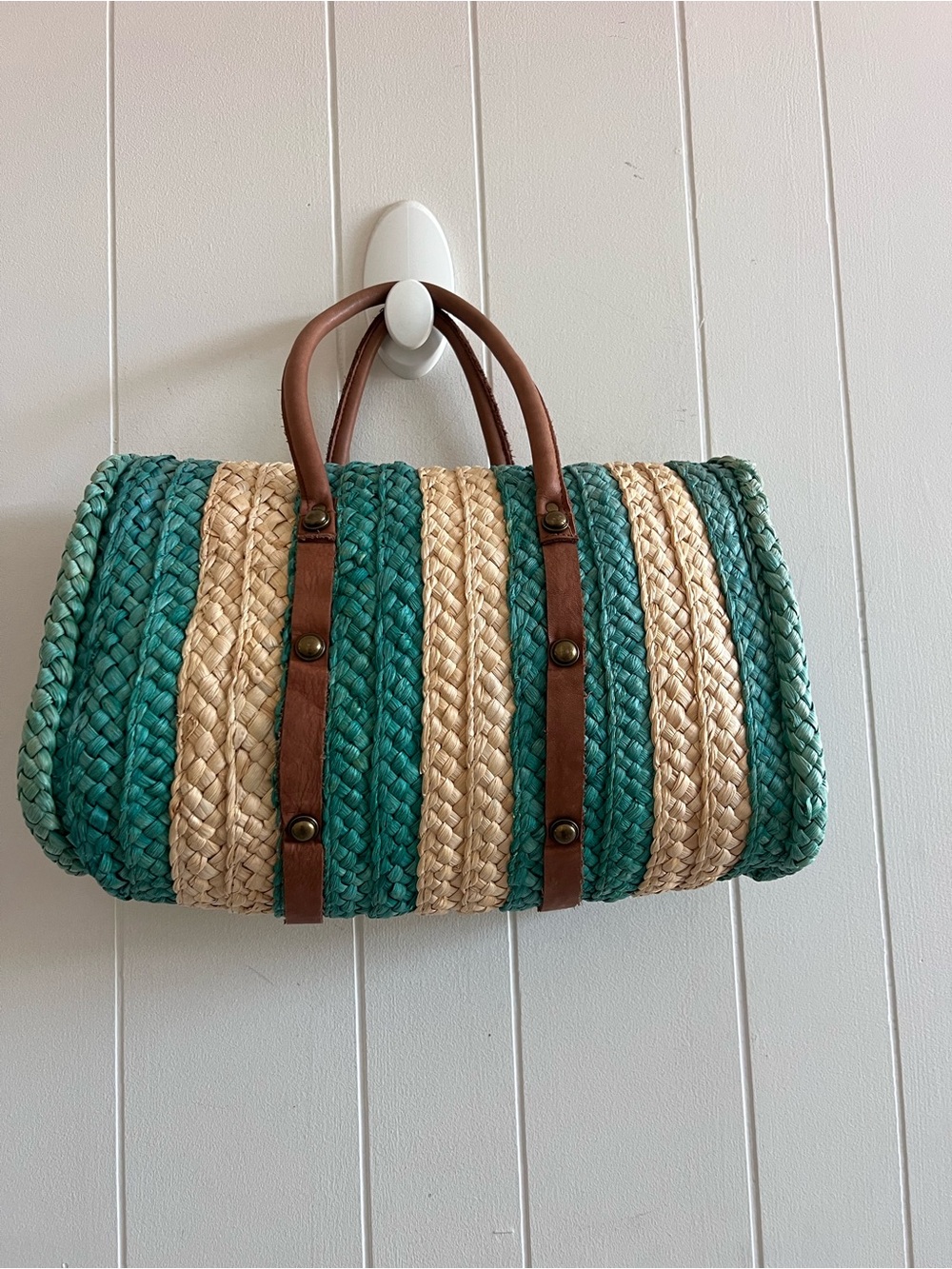 Anthropologie Pilcro and the Letterpress Rattan Woven Bag Purse Tote Green - Picture 6 of 12